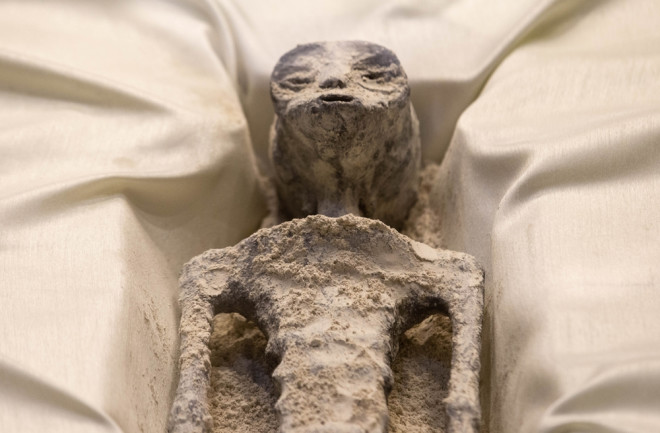 Mexico City, Mexico September 12 2023. Mexican ufologist Jaime Maussan presented two supposed "non-human" bodies found in Peru in the Mexican Congress during a public assembly.