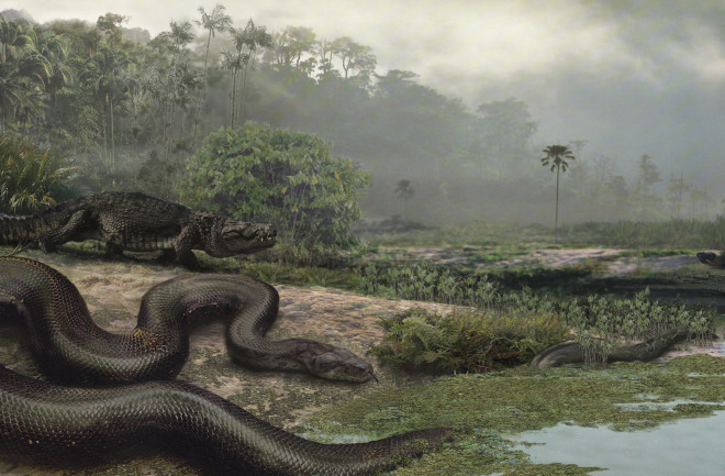 Illustration of Vasuki indicus near water