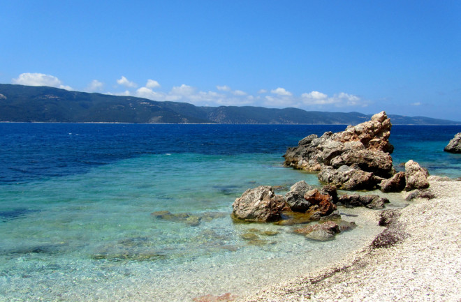 White Beach in Ithaca Island, Greece