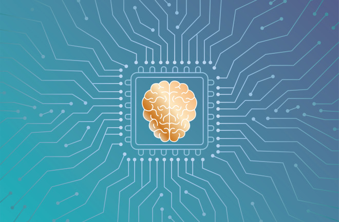 Brain and chip stock illustration 