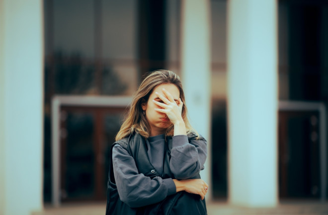 embarassed woman