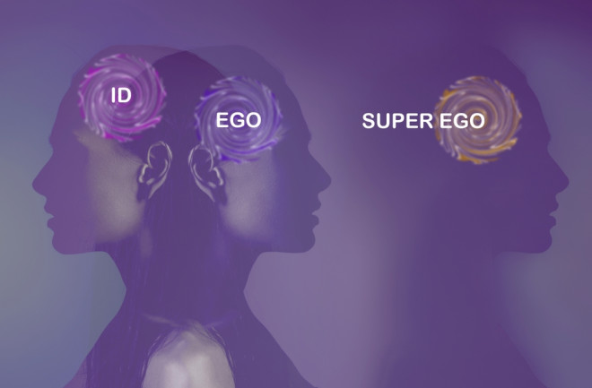 Id Ego Super Ego three people brains purple
