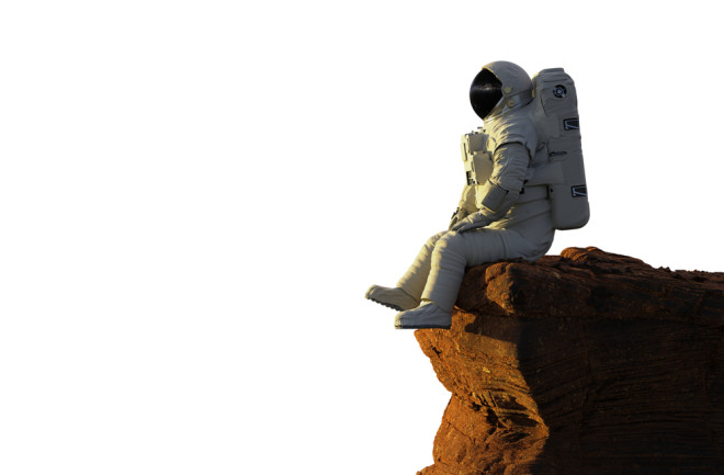 isolated astronaut on mars