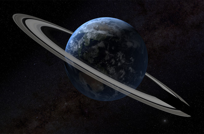 Hypothetical Ring System around a modern Earth