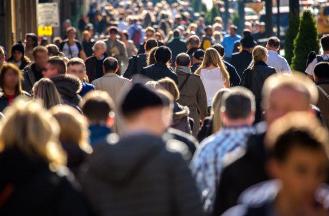 Crowd of People City Sidewalk New York - Shutterstock