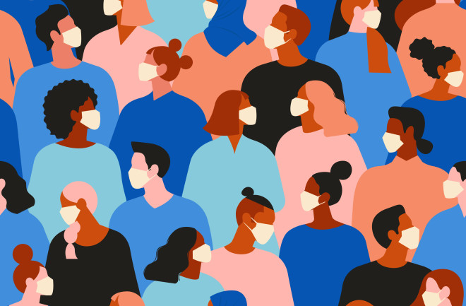 Population pandemic illustration coronavirus masks - Shutterstock