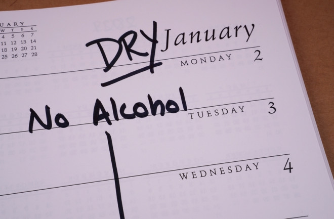 Dry January marked on calendar