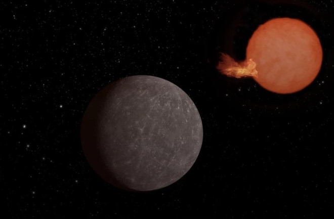 speculoos (NASA) rocky exoplanet in orbit around a red dwarf star, which is emitting a solar flare