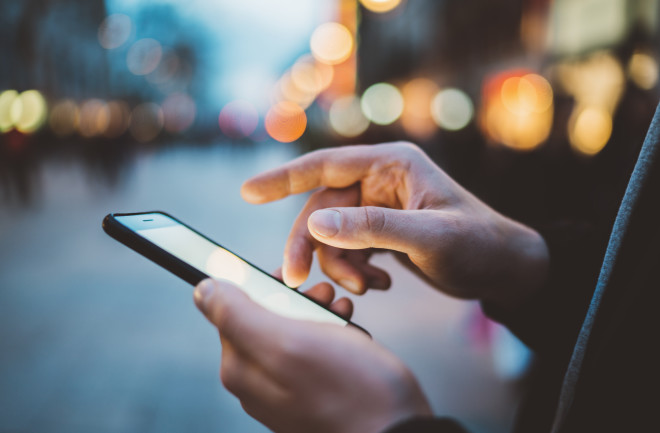 Person holding a smartphone